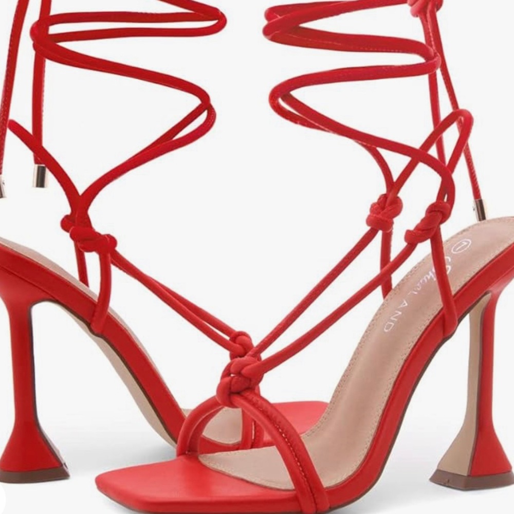 SL-MELODY Heeled Lace up Sandals Square Open Toe